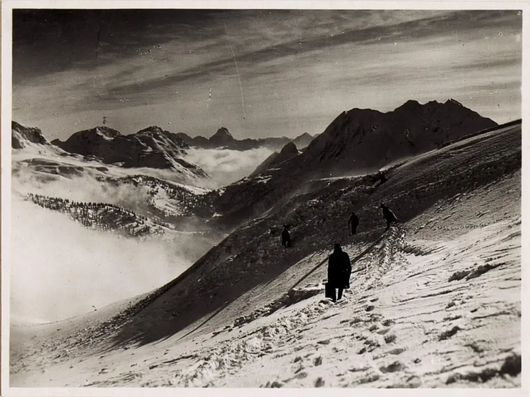 Scialpinismo Val di puartis innevata foto storica